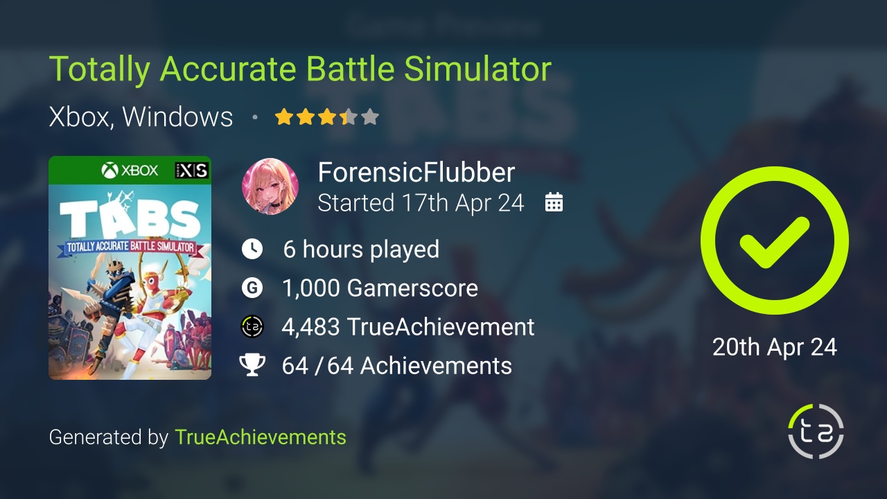 Totally Accurate Battle Simulator achievement summary